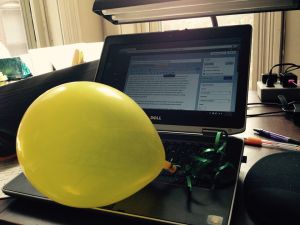 Balloon on keyboard for blog